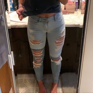 american eagle two toned denim jeans